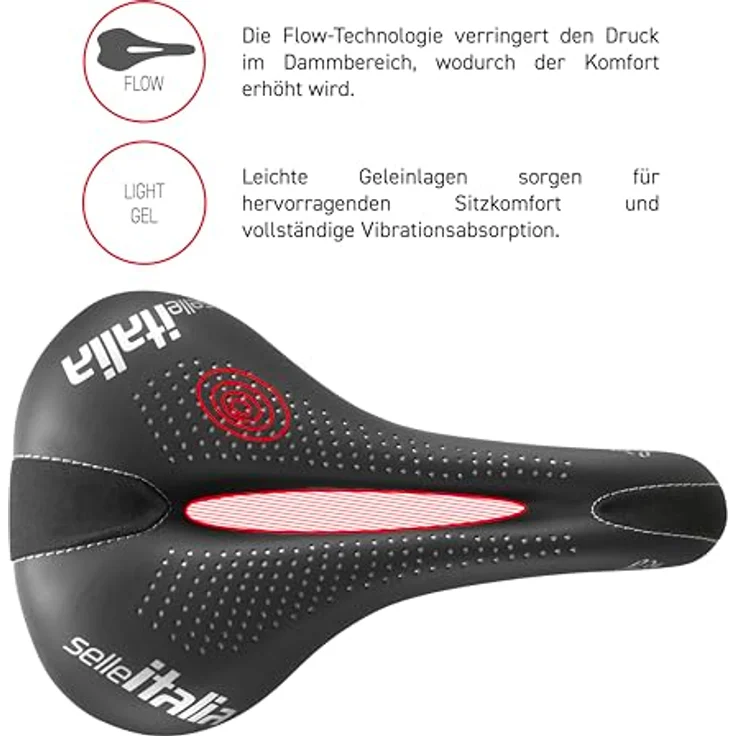 Selle Italia LADY Gel Flow Sattel schwarz, ergonomischer Fahrradsattel für maximalen Komfort und Halt – Bild 5