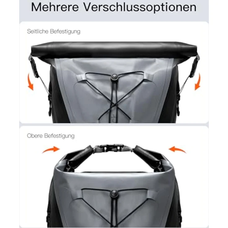 Inateck Fahrradrucksack 25-30L, Wasserdichter Rolltop Rucksack für Herren, mit ergonomischen Trägern und Sicherheitsmerkmalen für Wandertouren – Bild 3