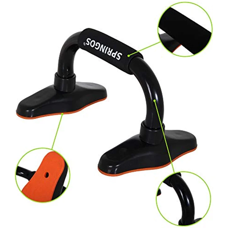 SPRINGOS Liegestützgriffe mit Anti-Rutsch-Unterlagen 2 Stück Push-up-Bars 24 cm lang Set- 2 Stück Muskelaufbau Muskeltraining Bodybuilding für ein Home Gym - Schwarz 24 cm – Bild 5