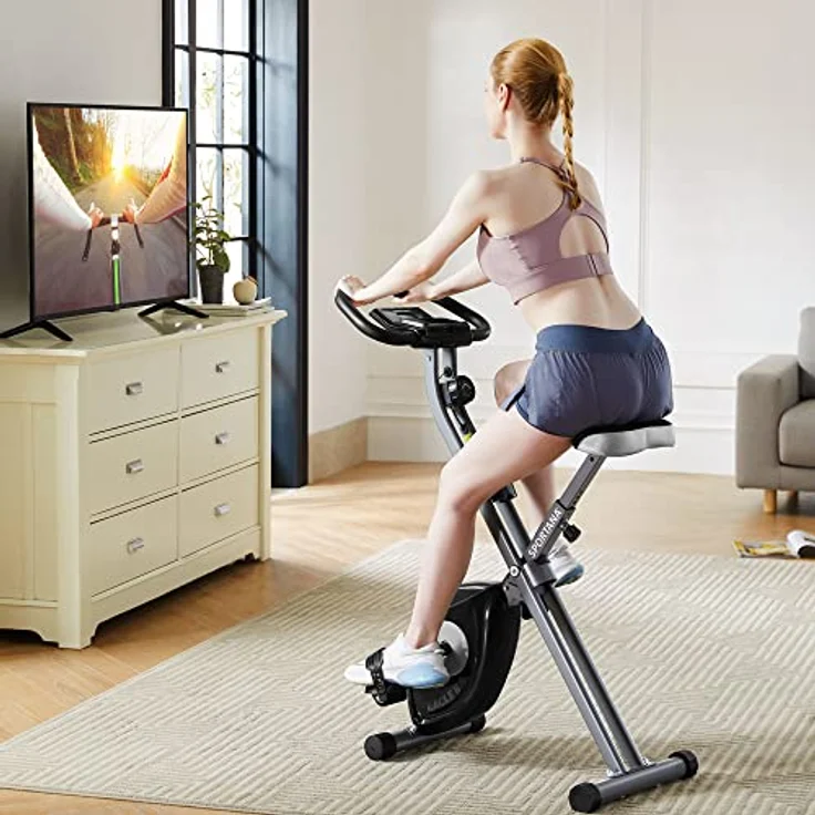 Sportana F-Bike Heimtrainer Eagle 2 Faltbar 10 Stufen 7 Sitzhöhen LCD Display 2 Fitnessbänder Fitnessfahrrad Fahrradtrainer Fitnessbike X-Bike – Bild 2