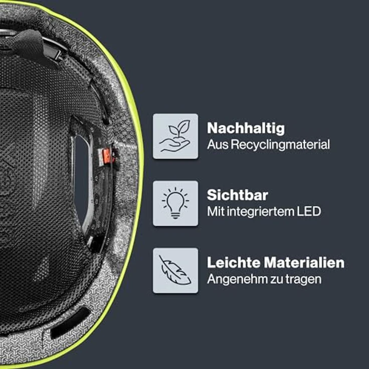 Uvex Sports urban planet LED, Cityhelm mit Hartschalenkonstruktion, 14 Belüftungsöffnungen, mattem Lime-Finish, 54-58 cm – Bild 3