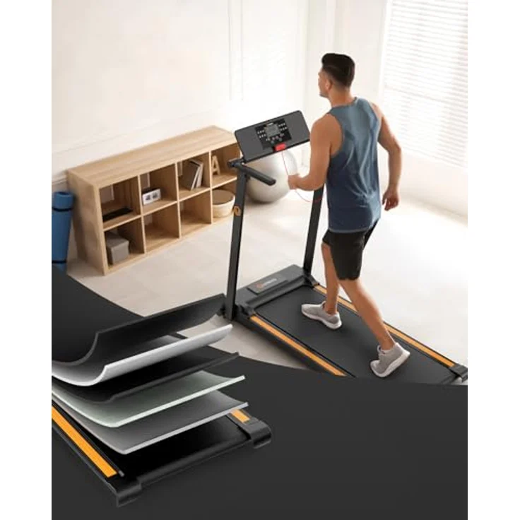 Urevo Laufband mit HIIT-Laufeinstellungen, leiser Motor und rutschfestem Gürtel, 16 Zoll breite Lauffläche – Bild 9