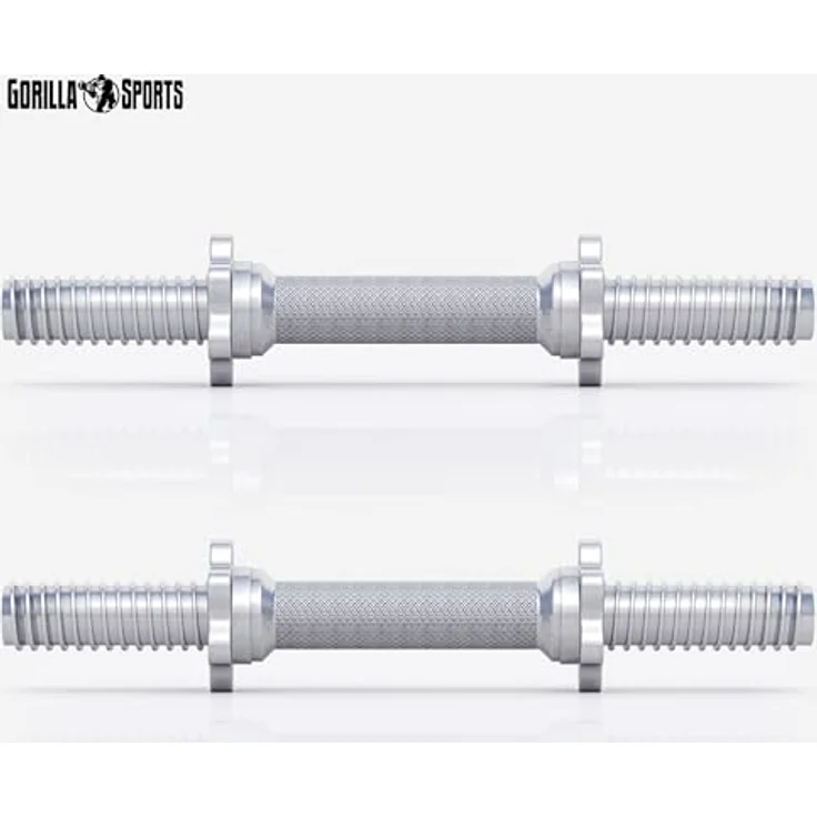 GORILLA SPORTS® Kurzhantelstange - Einzeln oder 2er Set, 30mm Durchmesser, 42cm lang, bis 100kg Belastbar, mit Sternverschlüssen, Rutschfest, Gerändelt, aus Chrom - Hantelstangen Kurz – Bild 2