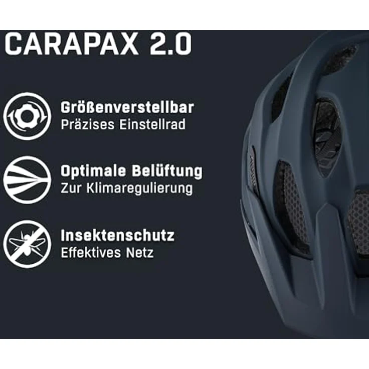 ALPINA Carapax 2.0 MTB-Fahrradhelm, komfortables Run System Ergo Flex, Navy Smoke Blue, 52-57 cm – Bild 2
