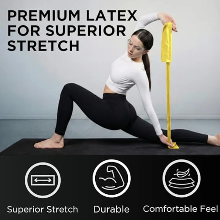 THERABAND Fitnessband Set 1,50m gelb, rot & grün | Gymnastikband aus 100% Naturlatex | Widerstandsband für Ganzkörpertraining | inklusive Übungsanleitung – Bild 4
