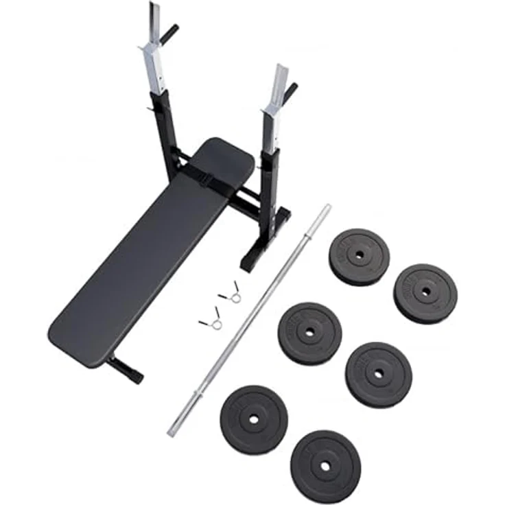 GORILLA SPORTS Hantelbank mit Ablage, Dip-Station, inkl. Hantelset 100kg, Klappbar, Schwarz/Weiß, für effizientes Krafttraining – Bild 10