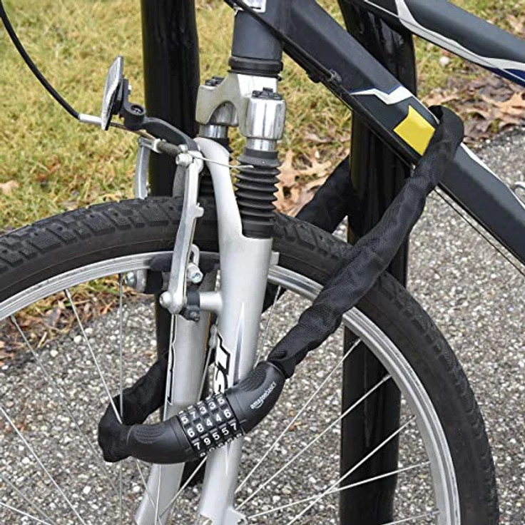 Amazon Basics Fahrrad-Kettenschloss, 5-stelliges Zahlenschloss, 97.2 cm, Hartstahl mit Nylon-Außenseite, schwarz – Bild 5