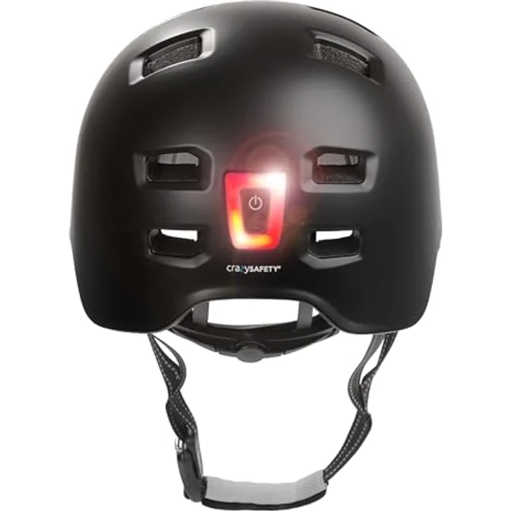 Crazy Safety Black Urban, Velohelm für Jugendliche und Erwachsene, (57 - 61 cm) mit integrierten Lichtern – Bild 4