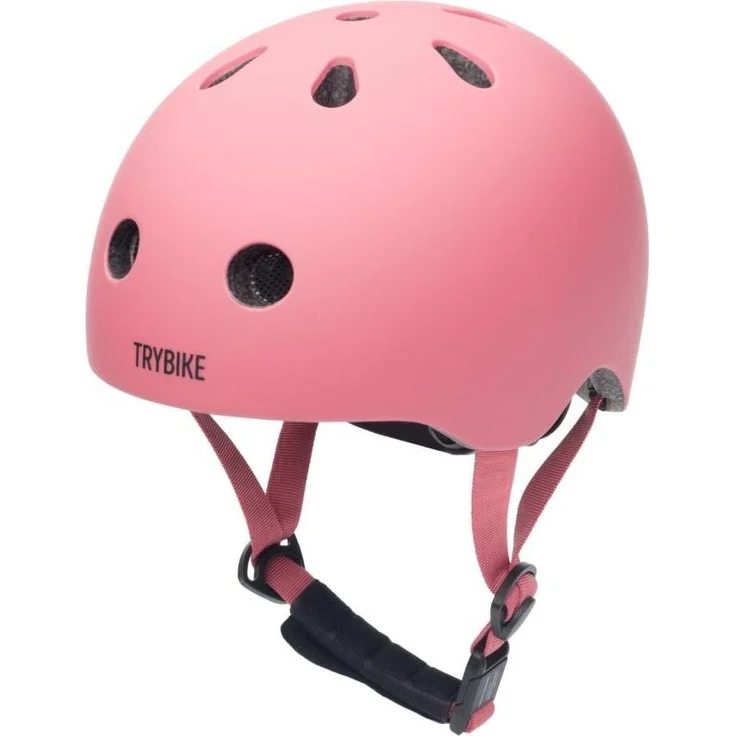 Trybike Retro-Helm, Velohelm für Kinder, Größe XS (45-51 cm), Vintage-Mattrosa, leicht und verstellbar – Bild 1