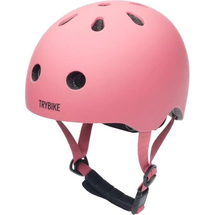 Trybike Retro-Helm, Velohelm für Kinder, Größe XS (45-51 cm), Vintage-Mattrosa, leicht und verstellbar