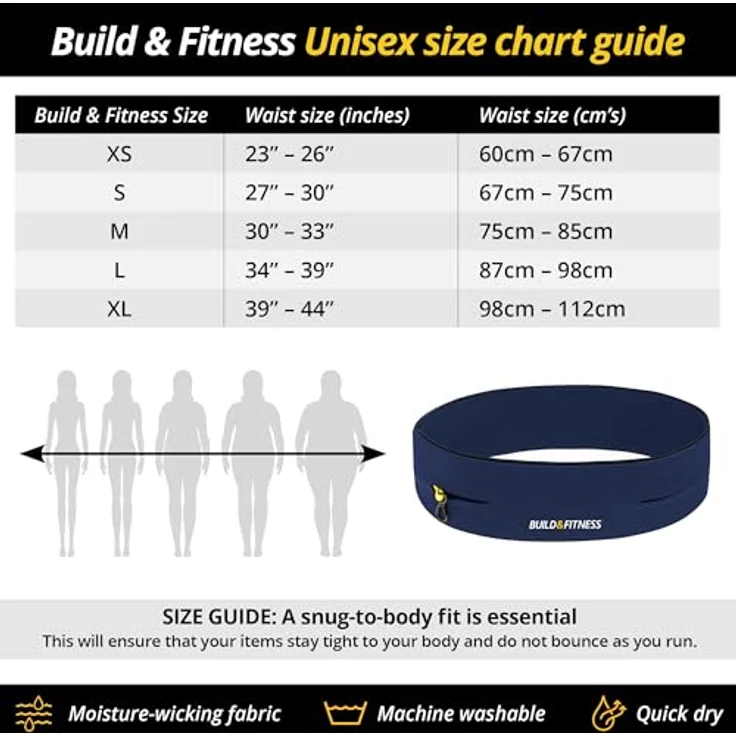 Build & Fitness Laufgürtel, Flip-Taille Gürteltasche mit Schlüsselclip und Handyhalterung, leicht und komfortabel, passend für alle Samsung- und iPhone-Modelle, Unisex – Bild 4