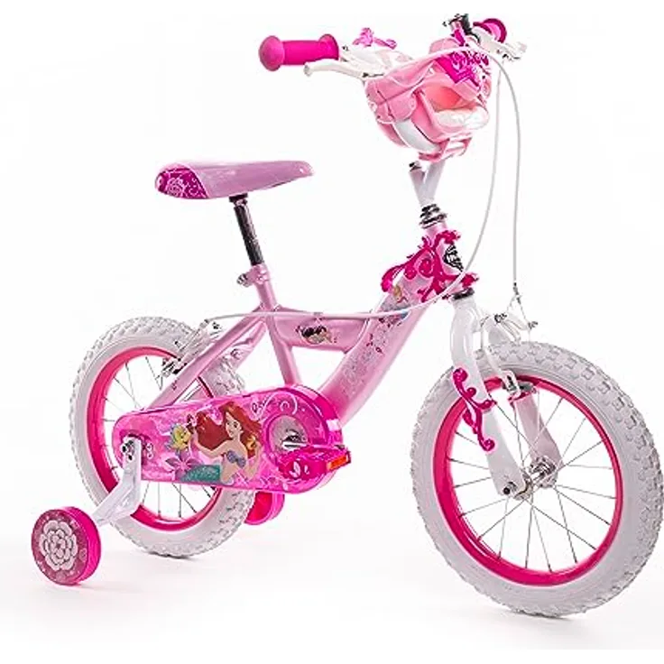 Huffy Disney Prinzessinnen Kinderfahrrad, 16 Zoll mit Puppensitz, geeignet für 105-117 cm, rosa
