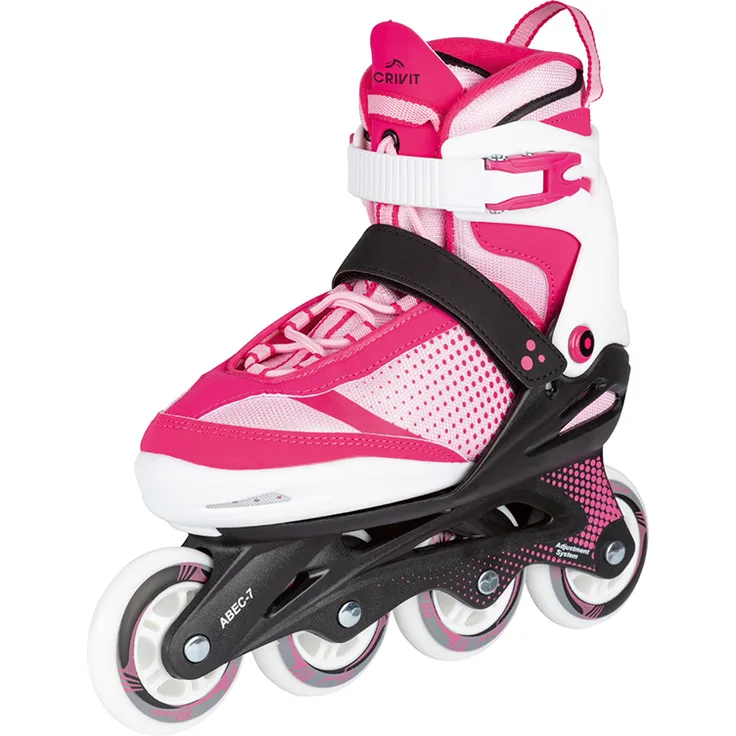 CRIVIT Jugend-Softboot-Inlineskate pink, Gr. 37-41 mit Längen- und Weitenverstellung, ABEC-7 Kugellager, 80 mm Rollen