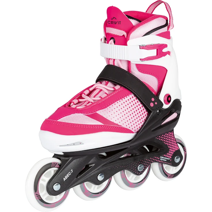 CRIVIT Jugend-Softboot-Inlineskate pink, Gr. 37-41 mit Längen- und Weitenverstellung, ABEC-7 Kugellager, 80 mm Rollen