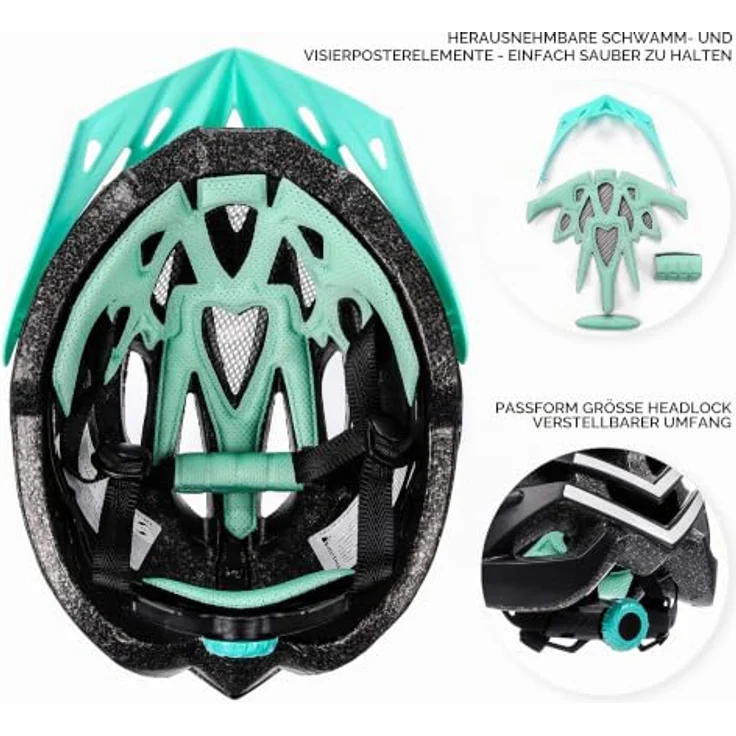meteor® Marven Fahrradhelm, Herren Damen Kinder-Helm mit LUFTDURCHLASS- und FLIEGENNETZ-System, ideal für MTB, Downhill, Inlineskaten und Scooter, optimal belüftet und hygienisch. – Bild 3