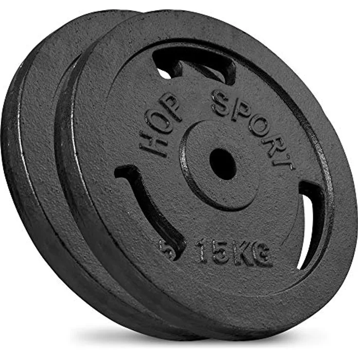 Hop-Sport 30 kg Gusseisen Hantelscheiben 30mm - Guss Gewichte Hantel Sets zur Auswahl: 2x15 kg / 2x5 kg+2x10 kg / 4x2,5kg+4x5kg / 8x1,25kg+4x2,5+kg+2x5kg - 30/31 mm Bohrung (2 x 15 kg)