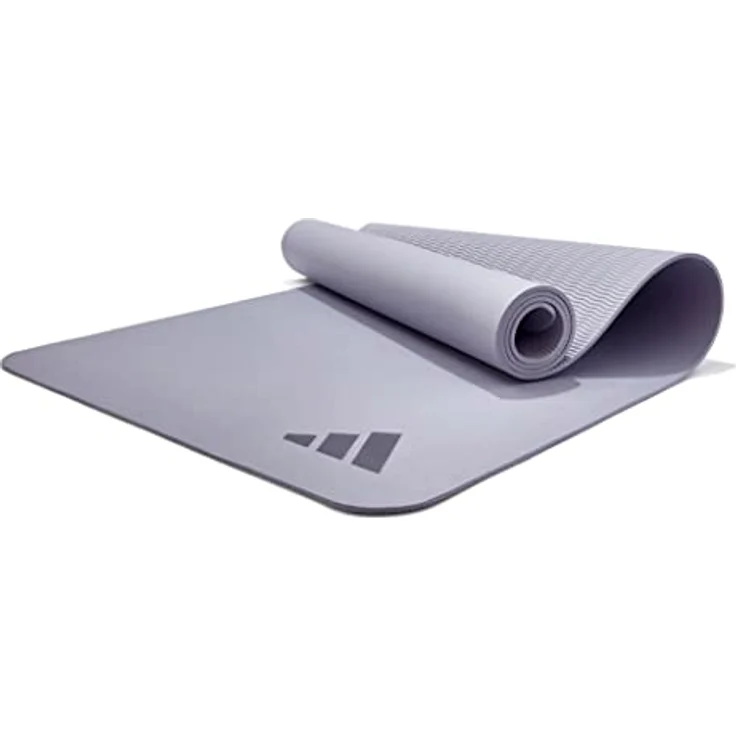 Adidas PUCHAN-LM Premium Yogamatte, 5mm dick, TPE/EVA, Silber Violett, anti-rutsch Oberfläche – Bild 1