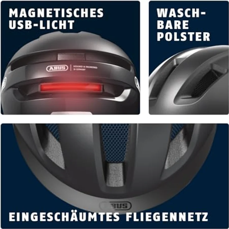 ABUS Fahrradhelm PURL-Y ACE mit LED-Licht – NTA-Schutzhelm für E-Bike und S-Pedelec – Dunkelgrau, Größe S – Bild 4