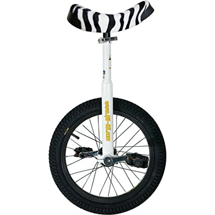 QU-AX Einrad Luxus, Kinder-Einrad mit eckiger Gabel, Alufelge und Zebra-Design-Fellimitat-Sattel