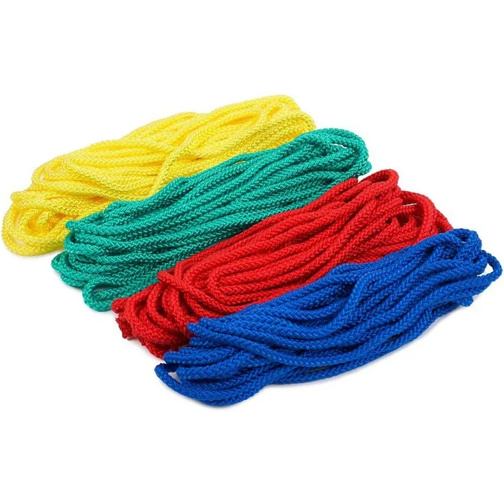 Sport-Thieme Gymnastikseile-Set Bunt, 3 m lange Springseile aus Polypropylen in Blau, Grün, Gelb und Rot, 95 g, 40er Set