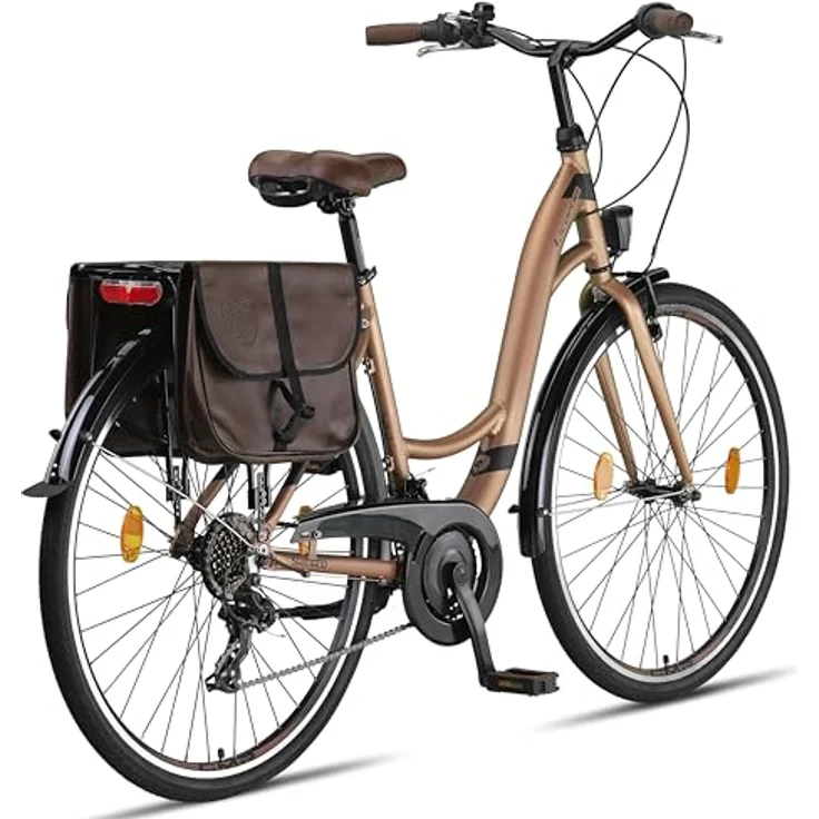 Licorne Bike Stella Plus Premium City Bike in 28 Zoll Aluminium Fahrrad - 21 Gang-Schaltung - Hollandfahrrad (28 Zoll, Gold) – Bild 5