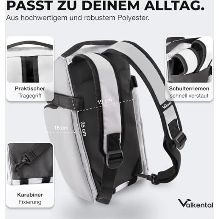 Valkental 3in1 Fahrradtasche für Gepäckträger, 10-14L Volumen, wasserfest & reflektierend, mit Rucksackfunktion und Tragegriff, schwarze Variante – Bild 4