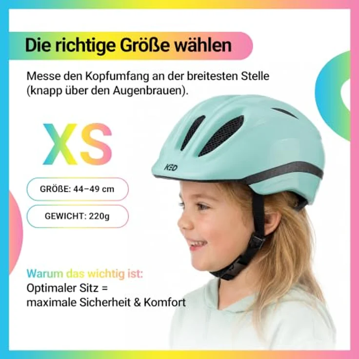 KED Meggy II Trend XS, Fahrradhelm für Kinder mit LED-Rücklicht, Bright Aqua – Bild 8