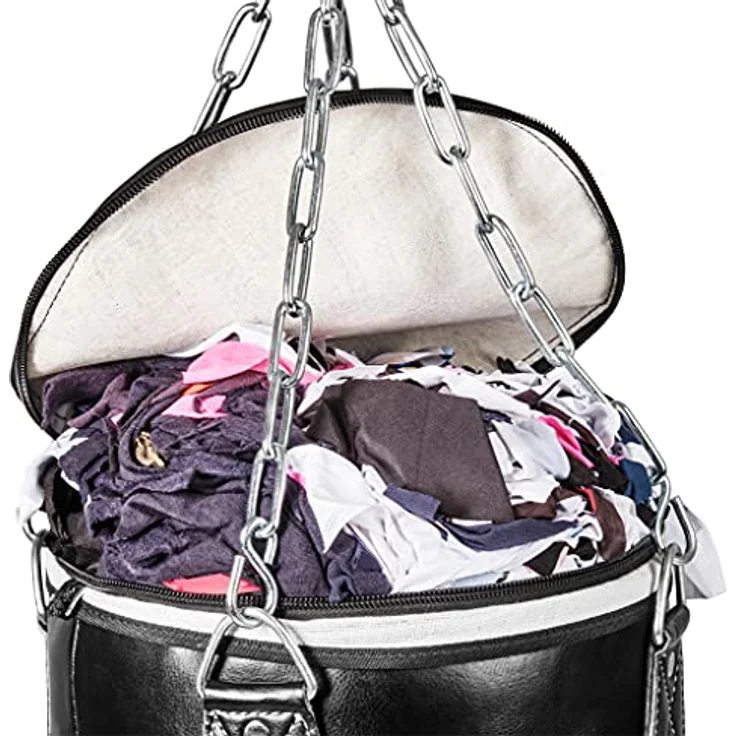 Bad Company Boxsack, Leder Punching Bag inkl. Heavy Duty Vierpunkt-Stahlkette, ungefüllt, 80 x 35 cm, Schwarz – Bild 5