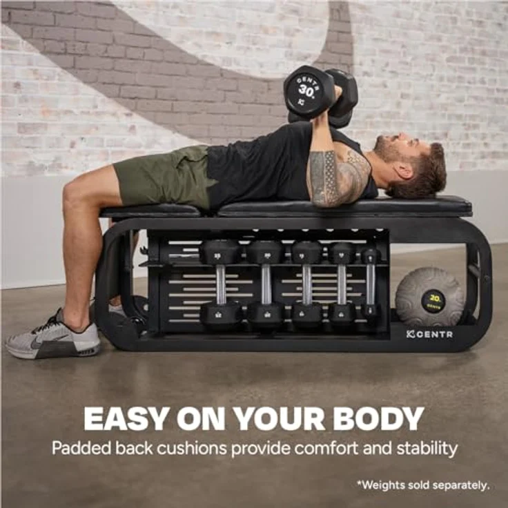 Centr Fusion Bench, Hantelbank mit verstellbarer Lehne, 6 Rücken- und 3 Sitzpositionen, inkl. Stauraum für Hanteln und Kettlebell – Bild 3