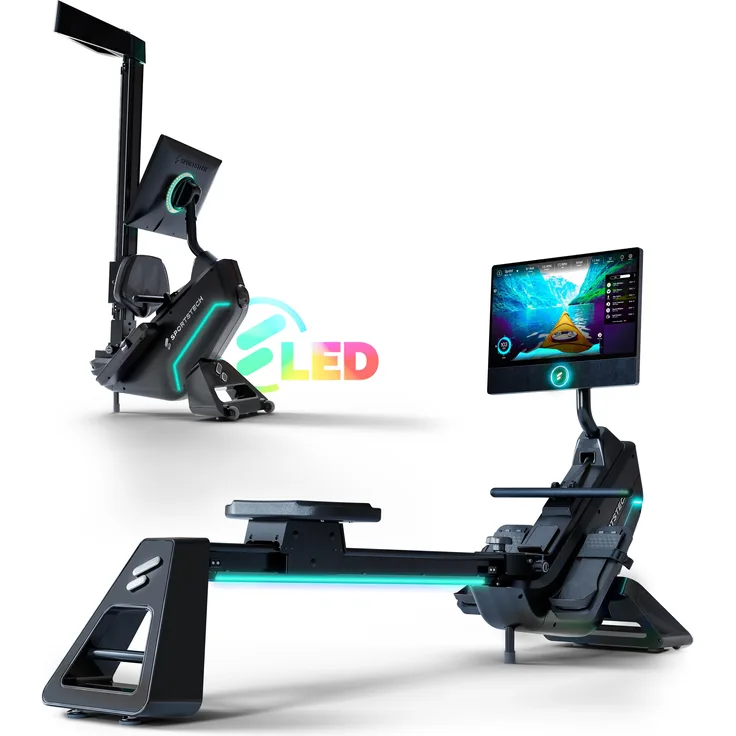 Sportstech Rudergerät sRow, 21,5" Touch-Display, LED-Feedback, Kurse, blau