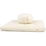 Bodhi Meditations-Set | ECO Serie | Meditationsmatte (Zabuton) & Rondo Meditationskissen | Mit Bio-Dinkelfüllung | Bezug aus 100% Bio-Baumwolle | Meditationsunterlage & Kissen (Natur)
