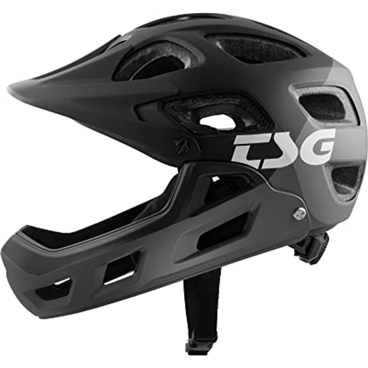 TSG Fullface Bike Helm Seek FR, All-Mountain-Enduro Helm mit abnehmbarem Vollgesichtsschutz, flow grey/black, XXS/XS (52-54cm) – Bild 4