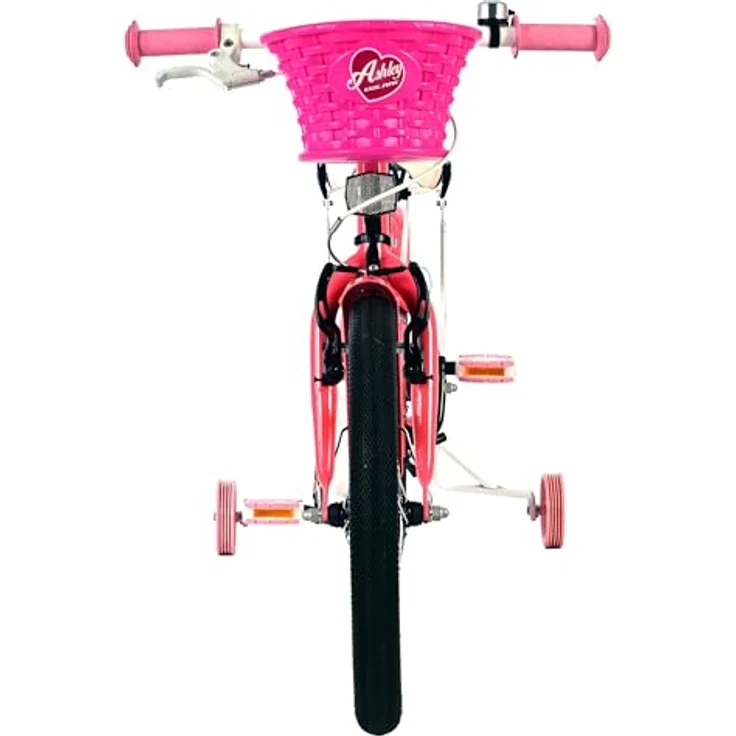 Volare Ashley Kinderfahrrad für Mädchen, 18 Zoll in Rosa/Rot, höhenverstellbarer Sattel und Lenker, integrierter Gepäckträger, Handbremse und Rücktrittbremse – Bild 8
