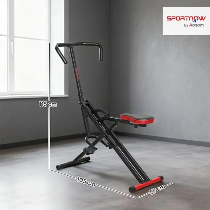 SPORTNOW Total Power Body Crunch Heimtrainer mit verstellbarem Sitz, klappbar und kompakt, 100 kg belastbar, für Brust, Bauch, Gesäß, Beine und Arme, rot – Bild 7