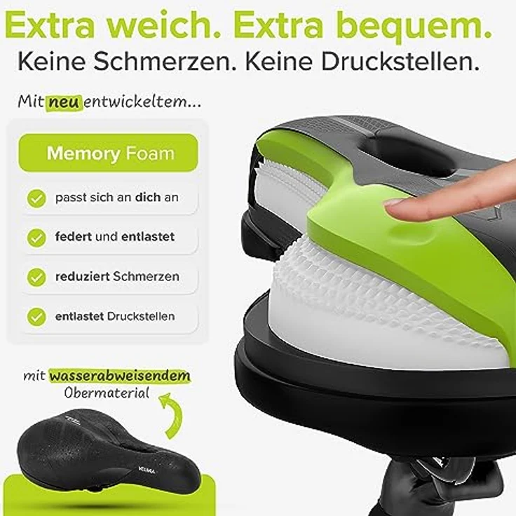 VELMIA Fahrradsattel [Trekking], ergonomischer und wasserdichter Fahrradsitz mit 3 Zonen Konzept für Damen und Herren, 18,6 cm breit – Bild 3