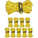 Relaxdays Zeltabspannleinen, 10er Set, reflektierend, je 3,8 m lang, fürs Camping, gelb