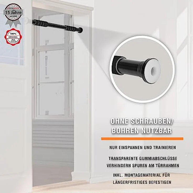 Ultrasport 2-Wege-Klimmzugstange, individuell einstellbar für Länge 66,5-93 cm, Klimmzugstange aus stabilem Stahl, belastbar bis 100 kg, Türreck für effektives Training der Oberkörpermuskulatur – Bild 5