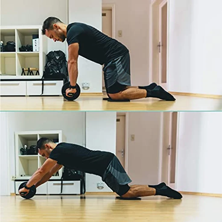 PULLUP & DIP Bauchroller, Ab Wheel mit ergonomischen Griffen und gepolsterten Kniematten, Bauchmuskelrad, Ab Roller für Bauchmuskeltraining & Heimtraining zu Hause – Bild 4
