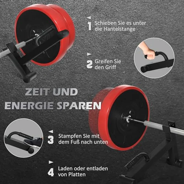 SPORTNOW Barbell Jack Deadlift Jack, rutschfester Griff für Kreuzheben, Stahl schwarz, bis 200 kg belastbar – Bild 3