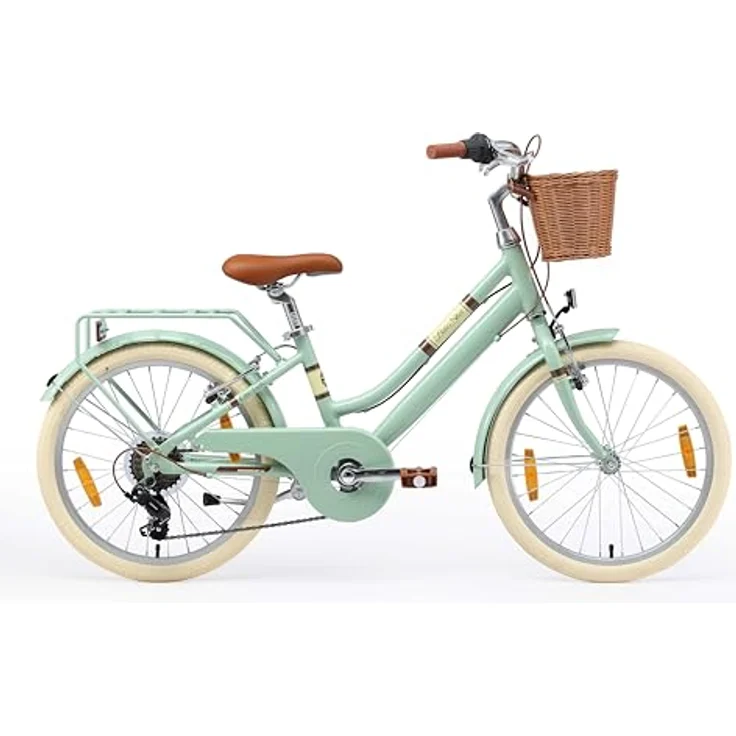 BIKESTAR Alu Kinderfahrrad 20 Zoll City Retro Bike, für 6-7 Jahre, 7 Gänge, V-Bremse, Korb, Mint, leicht und stabil – Bild 2