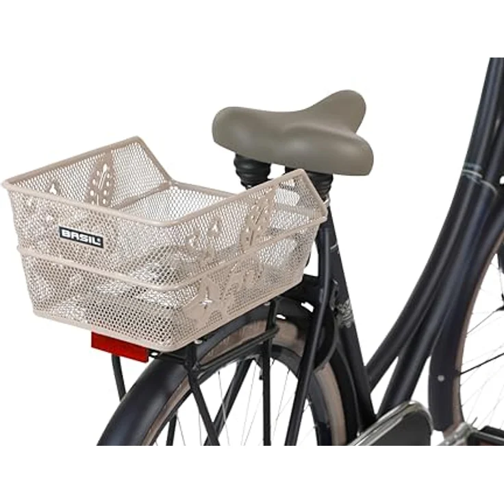 Basil Cento Flower Kinder-Fahrradkorb, stabiler Stahlkorb für Hinterrad, fest montierbar, 31×21×9 cm, metallfarbig – Bild 5