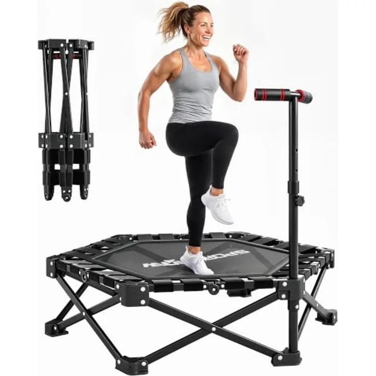 SPORTNOW Fitnesstrampolin Mini Trampolin, leises Trampolin mit Schnellfaltmechanismus, Ø 104 cm, 120 kg Belastbarkeit, für Indoor und Outdoor