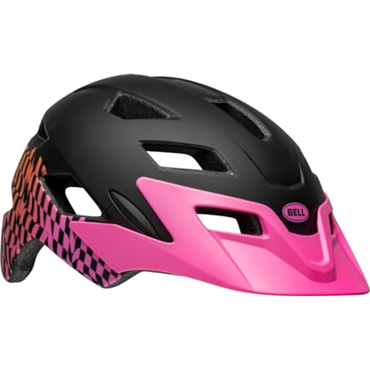 Bell Sidetrack Youth Fahrradhelm, matte pink wavy checks, unisize Schwarz, ergonomisches Design, herausragende Belüftung und erhöhte Sichtbarkeit. – Bild 3