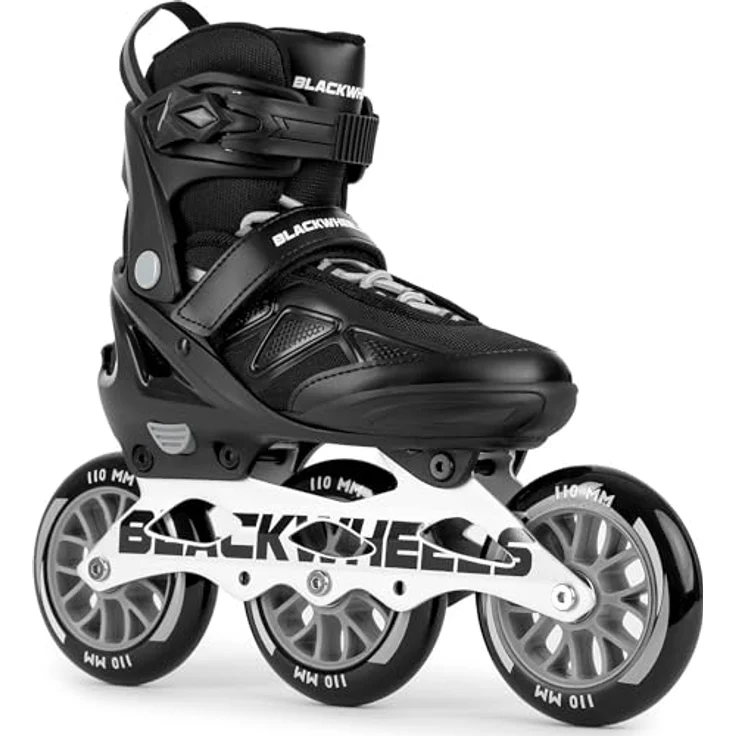 BLACKWHEELS Dynamic Inlineskates, drei-Räder-Anordnung für optimale Geschwindigkeit, 110 mm Räder, größenverstellbar 39-42, Schwarz – Bild 2