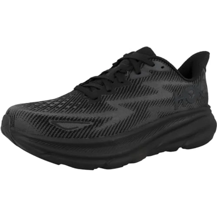 Hoka One One M Clifton 9, Laufschuh mit optimierter Dämpfung und reaktionsfreudiger EVA-Zwischensohle, Black/Black Black/Black, Größe 42.5 – Bild 5