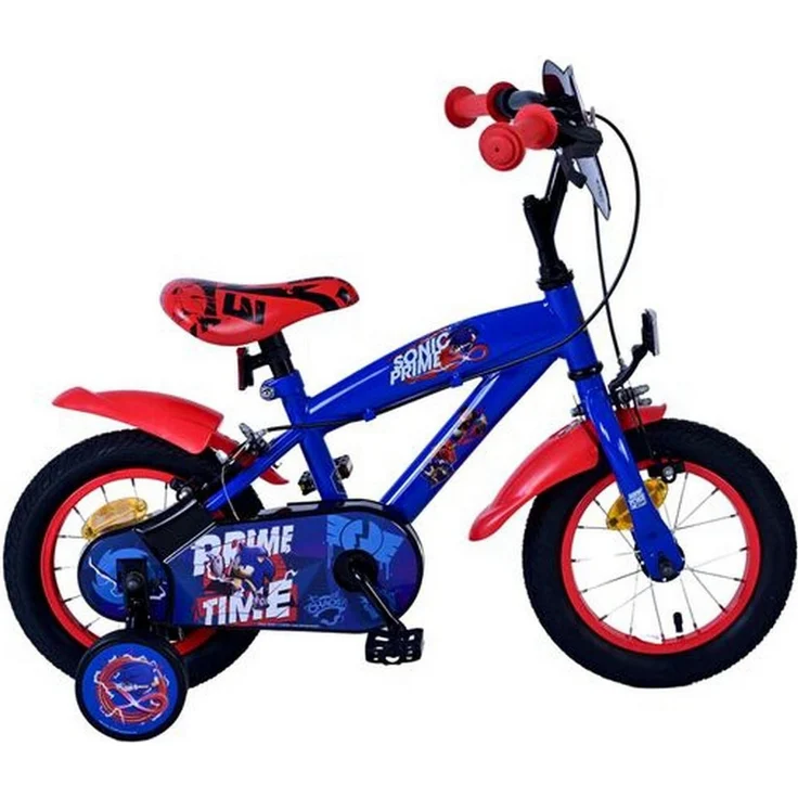 Volare Turbo Crew Jungenfahrrad 12 Zoll Blau Rot, mit zwei Handbremsen, geschlossenem Kettenschutz und abnehmbaren Stützrädern