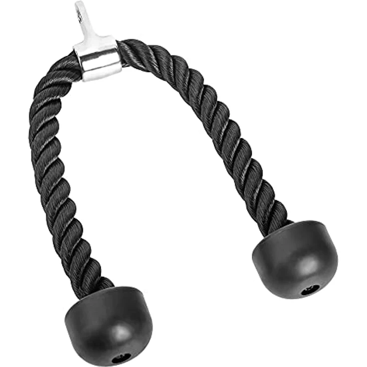 Bad Company Nylon Trizep-Seil/Tau inkl. Drehgelenk für Trizeps- und Bizeps-Training am Seilzug I BC-19, sportlich robustes Nylon, schwarz – Bild 1