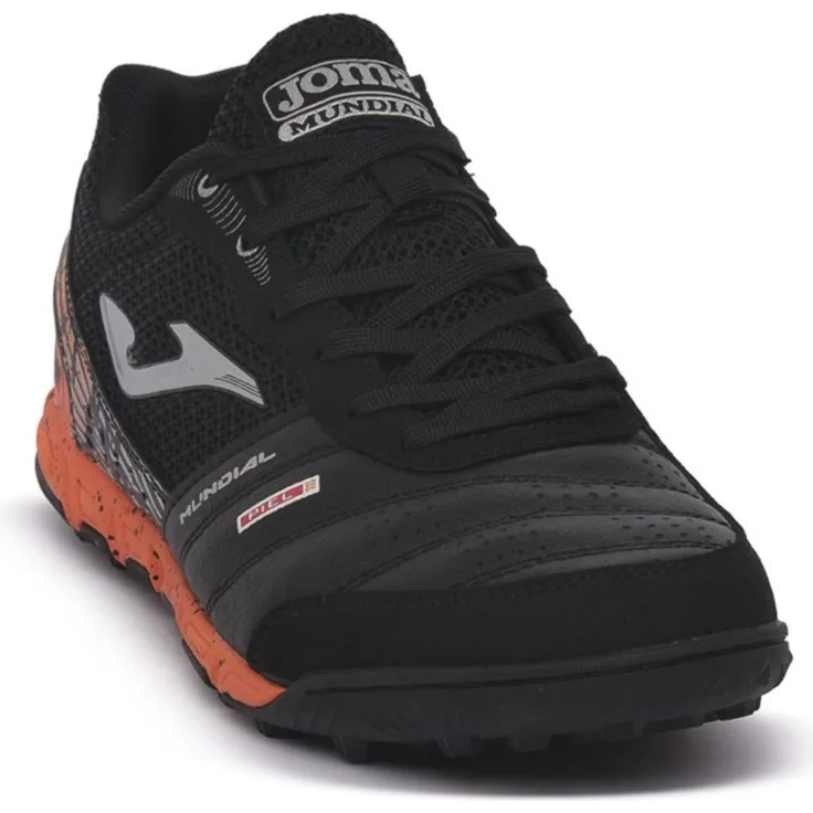 Joma Mundial Turf Fußballschuhe, Kunstrasenschuhe aus Leder mit VTS-Belüftungssystem und Flexo-Rillensystem, Schwarz, EU 43