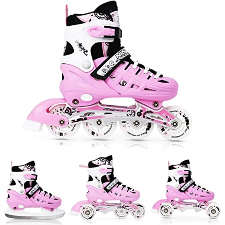 Nils NH10905 Extreme, Inline Skates mit verstellbarer Schuhgröße (40), sicherer Halt und 3-in-1 Konfiguration (Schlittschuhe, Inline-Skates, Rollschuhe)