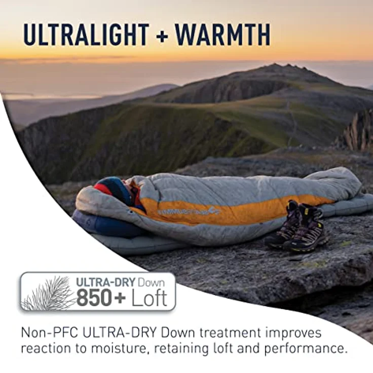 Sea to Summit Spark SpIV Schlafsack, Dark Grey-Yellow, langlebig und robust, Long Links – Bild 5